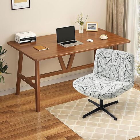 Armless Office Chair Cover Waterproof Criss Cross Chair Slipcover Jacquard Mid Back Accent Chair Cover Vanity Slipper Swivel Chair Protector for Living Room Gray in Kuwait