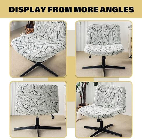 Armless Office Chair Cover Waterproof Criss Cross Chair Slipcover Jacquard Mid Back Accent Chair Cover Vanity Slipper Swivel Chair Protector for Living Room Gray in Kuwait
