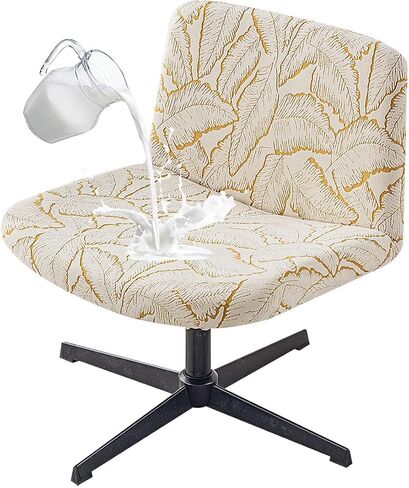 Armless Office Chair Cover Waterproof Criss Cross Chair Slipcover Jacquard Mid Back Accent Chair Cover Vanity Slipper Swivel Chair Protector for Living Room Gray in Kuwait