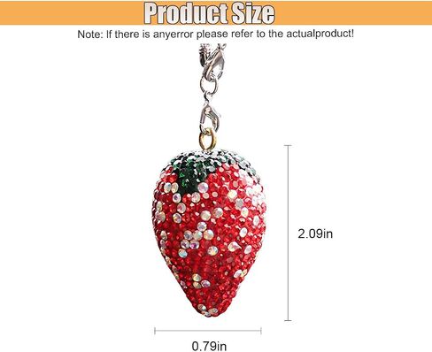 Bling Cherry Car Rear View Mirror Charm, Sparkly Rhinestones Automotive Decoration Pendant, Cute Vehicle Interior Hanging Ornament, Lucky Present for Women, Girl (Pink) in Saudi Arabia