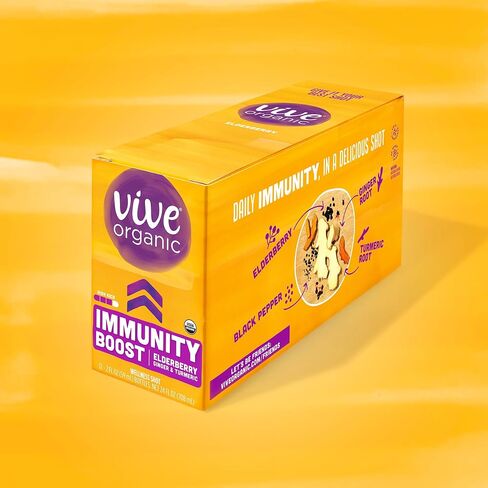 Vive Organic Immune Support Elderberry Shot, Cold-Pressed Turmeric & Ginger, Gluten Free, Vegan, Immunity Boost Elderberry, 2 Fl Oz (Pack of 12) in Saudi Arabia