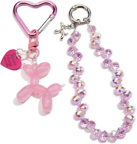 Bag Charms Balloon Dog Keychains for Women Cute Bling Keychain Wristlet, Girly Key Chain Accessories for Handbag Purse in Saudi Arabia