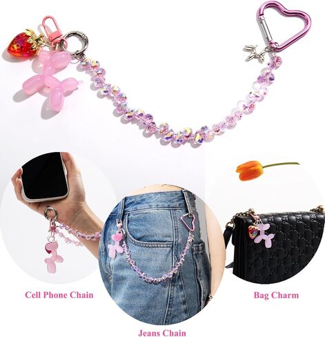 Bag Charms Balloon Dog Keychains for Women Cute Bling Keychain Wristlet, Girly Key Chain Accessories for Handbag Purse in Saudi Arabia