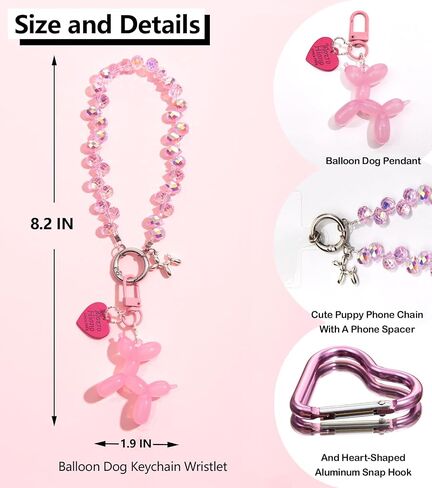 Bag Charms Balloon Dog Keychains for Women Cute Bling Keychain Wristlet, Girly Key Chain Accessories for Handbag Purse in Saudi Arabia