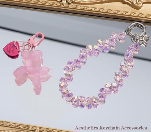 Bag Charms Balloon Dog Keychains for Women Cute Bling Keychain Wristlet, Girly Key Chain Accessories for Handbag Purse in Saudi Arabia
