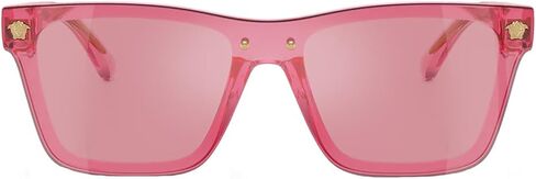 Versace Kids VK 4004U 53701T شفافة وردية البلاستيك المستطيلات الشمسية العدسة الوردي المرآة in Saudi Arabia