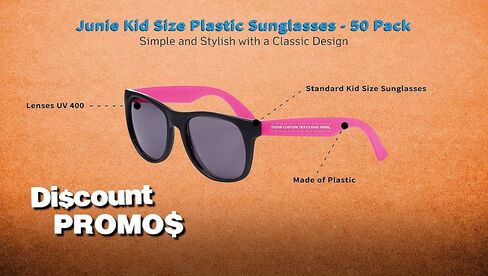 DISCOUNT PROMOS Junie Kid Size Plastic Sunglasses Pack - Lenses UV Protection, Beach Glasses in Saudi Arabia