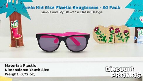 DISCOUNT PROMOS Junie Kid Size Plastic Sunglasses Pack - Lenses UV Protection, Beach Glasses in Saudi Arabia
