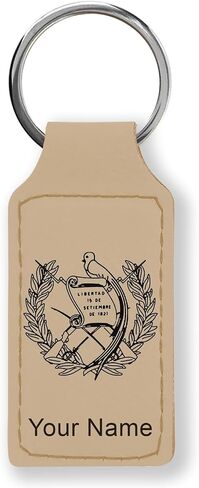 LaserGram Rectangle Keychain, Flag of Guatemala, Personalized Engraving Included in Saudi Arabia
