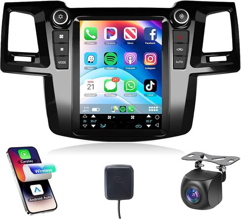 Radio for Toyota Fortuner Hilux 2005 2006 2007 2008 2009 2010 2011 2012 2013 2014 Android 13 Car Stereo with GPS Navigation, Rimoody 9.7 Inch Touch Screen Mirror Link Bluetooth FM WiFi Backup Camera in Kuwait