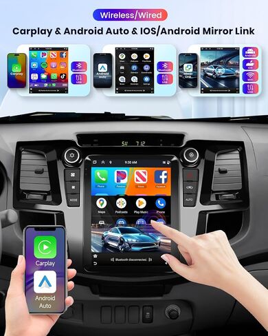 Radio for Toyota Fortuner Hilux 2005 2006 2007 2008 2009 2010 2011 2012 2013 2014 Android 13 Car Stereo with GPS Navigation, Rimoody 9.7 Inch Touch Screen Mirror Link Bluetooth FM WiFi Backup Camera in Kuwait