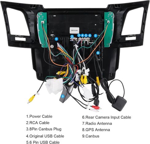 Radio for Toyota Fortuner Hilux 2005 2006 2007 2008 2009 2010 2011 2012 2013 2014 Android 13 Car Stereo with GPS Navigation, Rimoody 9.7 Inch Touch Screen Mirror Link Bluetooth FM WiFi Backup Camera in Kuwait
