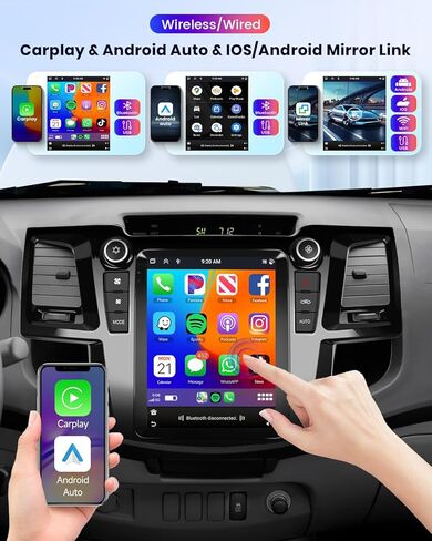 Radio for Toyota Fortuner Hilux 2005 2006 2007 2008 2009 2010 2011 2012 2013 2014 Android 13 Car Stereo with GPS Navigation, Rimoody 9.7 Inch Touch Screen Mirror Link Bluetooth FM WiFi Backup Camera in Kuwait