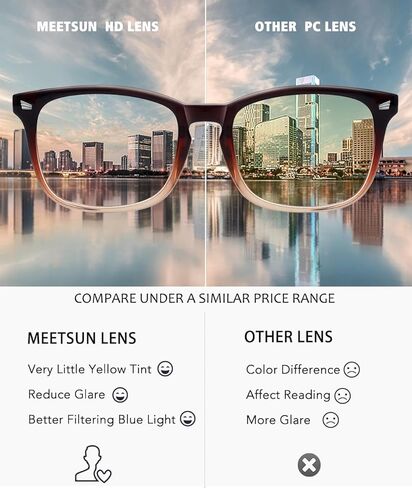 MEETSUN Blue Light Blocking Glasses, Anti Eye Strain Headache (Sleep Better),Computer Reading Glasses UV400 Lens in Kuwait