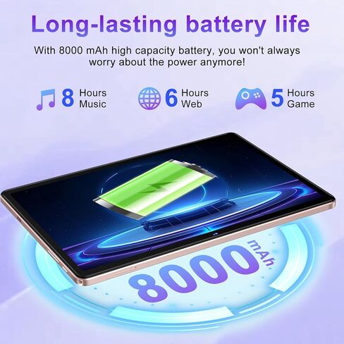 Tablet 11 inch Android 14 Tablets, 24GB RAM 256GB ROM 1TB Expand, Octa-core 8000mAh Battery Tablet PC with 13MP Camera, IPS HD Touchscreen, 5G WiFi, Widevine L1, Bluetooth 5.0, GPS - Rose Gold in Saudi Arabia