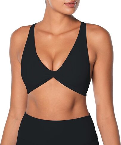Sunzel Women's V-Neck Twist Sports Bra تأثير منخفض مع منصات قابلة للإزالة عبر الأشرطة عارية الذروة تخرج من العصيات المبطنة غير الرسمية in Saudi Arabia