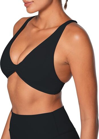 Sunzel Women's V-Neck Twist Sports Bra تأثير منخفض مع منصات قابلة للإزالة عبر الأشرطة عارية الذروة تخرج من العصيات المبطنة غير الرسمية in Saudi Arabia