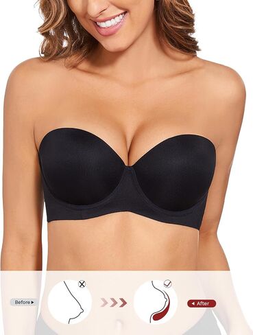 Strapless Push Up Bras for Women Thick Padded Balconette Seamless Convertible Bra for Small Chested Add a Cup in Saudi Arabia