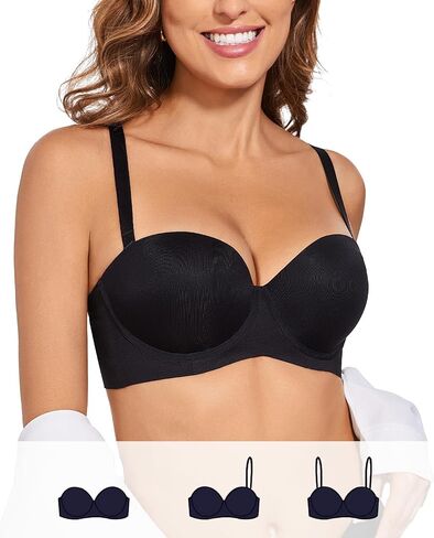 Strapless Push Up Bras for Women Thick Padded Balconette Seamless Convertible Bra for Small Chested Add a Cup in Saudi Arabia