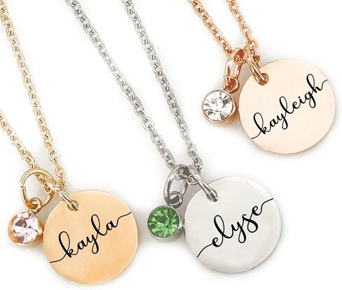 Personalized Birthstone Necklace | Custom Name Necklace | Girlfriend Gift | Friend Necklace for Women | Kinsley Birthstone Necklace Custom KINSLEY-BS-DISC in Saudi Arabia