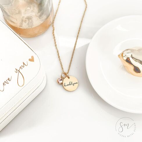 Personalized Birthstone Necklace | Custom Name Necklace | Girlfriend Gift | Friend Necklace for Women | Kinsley Birthstone Necklace Custom KINSLEY-BS-DISC in Saudi Arabia