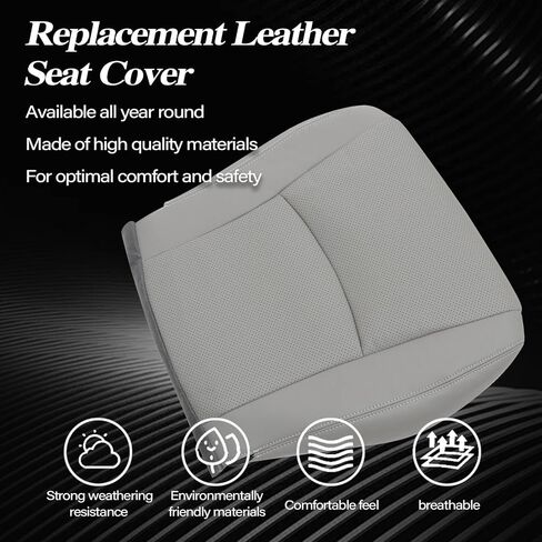 SecosAutoparts Gray Front Driver Side Bottom Perforated Microfiber Leather Seat Cover Replacement Compatible with Toyota Highlander 2008 2009 2010 2011 2012 2013 in Kuwait