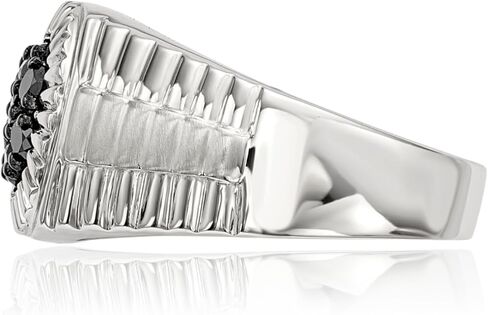 925 Sterling Silver Mens Black Diamond Ring in Kuwait