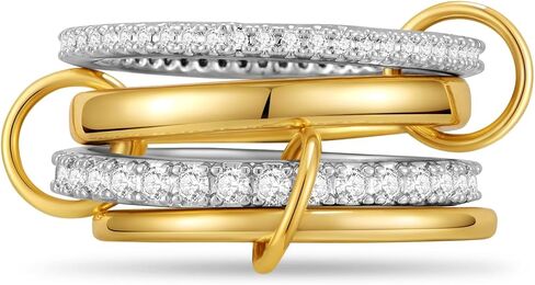 Elegant Gold Stackable Rings for Women - Non Tarnish Tri Color Rings Set, Perfect for Everyday Wear Ring Band, Fashion Jewelry with CZ, Ideal Promise Rings Gift for Her in Saudi Arabia
