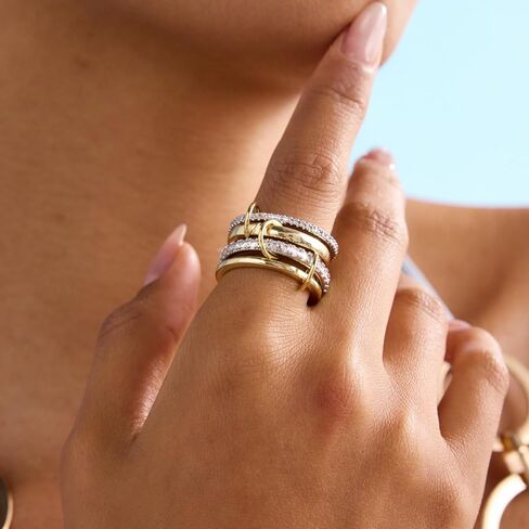 Elegant Gold Stackable Rings for Women - Non Tarnish Tri Color Rings Set, Perfect for Everyday Wear Ring Band, Fashion Jewelry with CZ, Ideal Promise Rings Gift for Her in Saudi Arabia