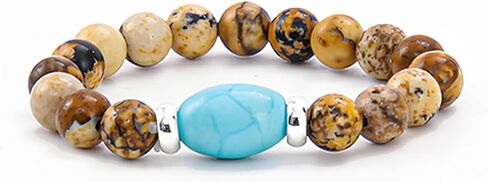 Natural Stone Bead Ring for Women - Adjustable Elastic Stretch Ring Stackable Boho Spiritual Jewelry Gift (Sizes 6-8) in Kuwait