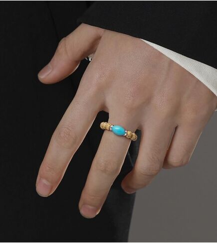 Natural Stone Bead Ring for Women - Adjustable Elastic Stretch Ring Stackable Boho Spiritual Jewelry Gift (Sizes 6-8) in Kuwait