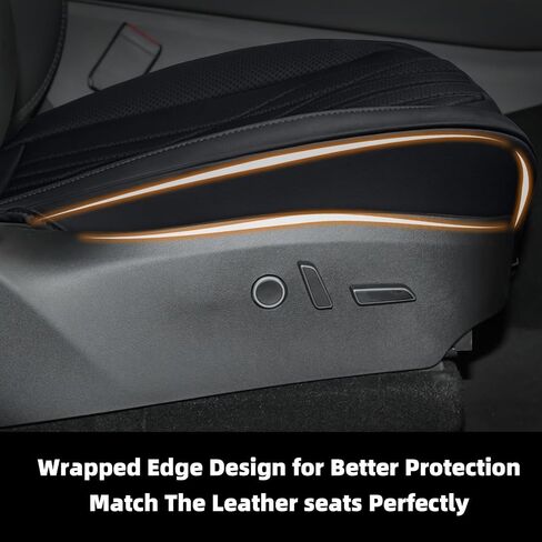 SanQing Car Seat Cover Luxury Napa Leather Seat Covers for Tesla Model Y Car Rear Seat Bottom,Heavy Duty Seat Cushion Protector Without Backrest (Black Rear) in Saudi Arabia