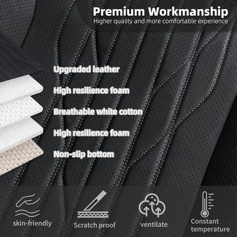 SanQing Car Seat Cover Luxury Napa Leather Seat Covers for Tesla Model Y Car Rear Seat Bottom,Heavy Duty Seat Cushion Protector Without Backrest (Black Rear) in Saudi Arabia