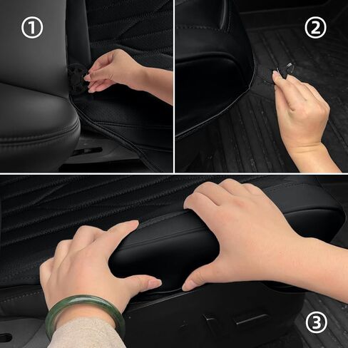 SanQing Car Seat Cover Luxury Napa Leather Seat Covers for Tesla Model Y Car Rear Seat Bottom,Heavy Duty Seat Cushion Protector Without Backrest (Black Rear) in Saudi Arabia