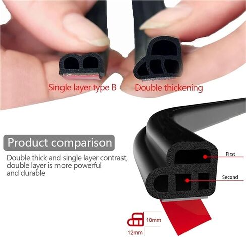 Car Door Rubber Seal Strips Auto Double Layer Sealing Stickers For Door Trunk Sound Insulation Weatherstrip Interior Accessories(30M) in Saudi Arabia