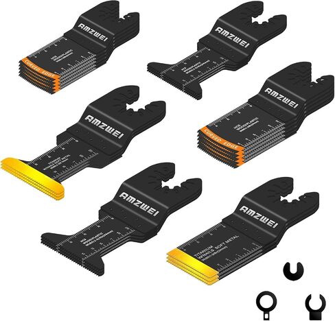 35PCS Multitool Blades, 7 Types Titanium & HCS Oscillating Tool Blades for Wood Metal Plastic, Quick Release Saw Blades Compatible with Dewalt Worx Rockwell Fein Milwaukee Makita Ryobi in Kuwait