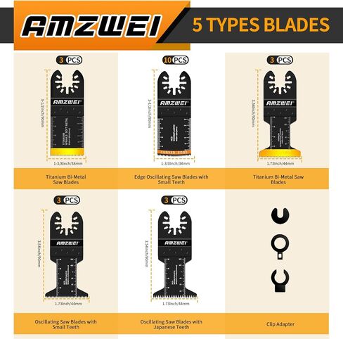 35PCS Multitool Blades, 7 Types Titanium & HCS Oscillating Tool Blades for Wood Metal Plastic, Quick Release Saw Blades Compatible with Dewalt Worx Rockwell Fein Milwaukee Makita Ryobi in Kuwait