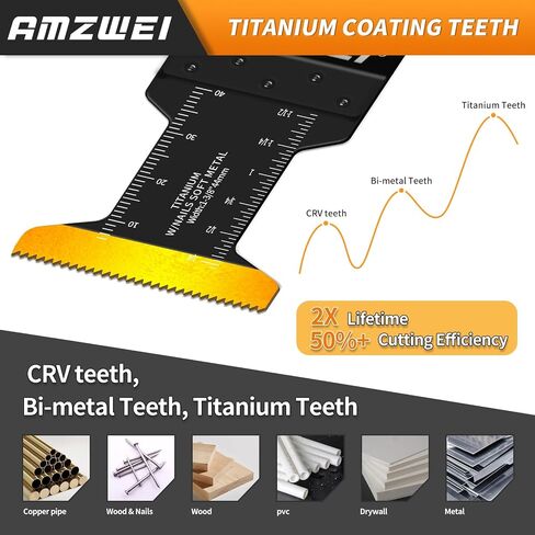 35PCS Multitool Blades, 7 Types Titanium & HCS Oscillating Tool Blades for Wood Metal Plastic, Quick Release Saw Blades Compatible with Dewalt Worx Rockwell Fein Milwaukee Makita Ryobi in Kuwait
