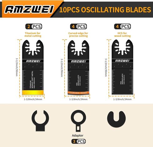 35PCS Multitool Blades, 7 Types Titanium & HCS Oscillating Tool Blades for Wood Metal Plastic, Quick Release Saw Blades Compatible with Dewalt Worx Rockwell Fein Milwaukee Makita Ryobi in Kuwait