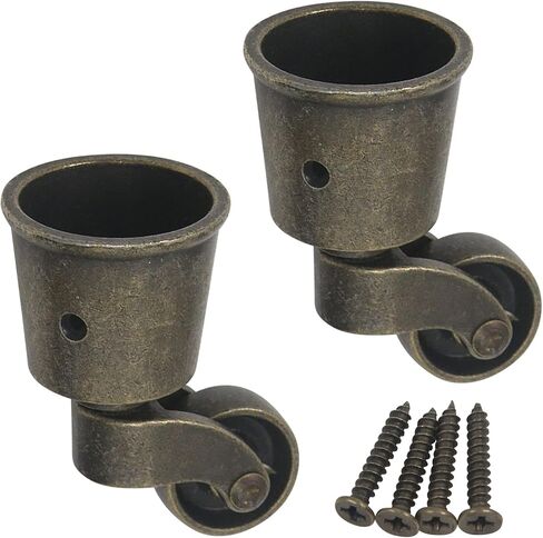 Semetall 4Pack Metal Vintage Swivel Round Cup Caster 2.6x1.5 Inch Swivel Wheel Caster for Furniture Chair Table(Bronze) in Saudi Arabia