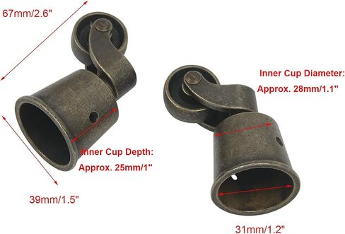 Semetall 4Pack Metal Vintage Swivel Round Cup Caster 2.6x1.5 Inch Swivel Wheel Caster for Furniture Chair Table(Bronze) in Saudi Arabia