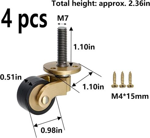 Semetall 4Pack Metal Vintage Swivel Round Cup Caster 2.6x1.5 Inch Swivel Wheel Caster for Furniture Chair Table(Bronze) in Saudi Arabia