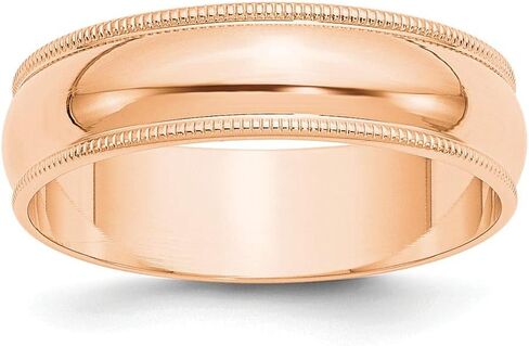 10K Rose Gold 6mm Milgrain Plain Classic Dome Band Ring Ring in Saudi Arabia