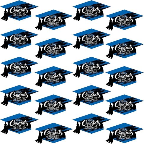 Funrous Graduation Cap Cutouts 20 Pcs 2024 Graduation Party Decorations Kit Hat DIY Shaped Large Big Head Cutout with 40 Glue Point Grad Cap Table Centerpiece for School Graduation Party(Black Gold) in Saudi Arabia