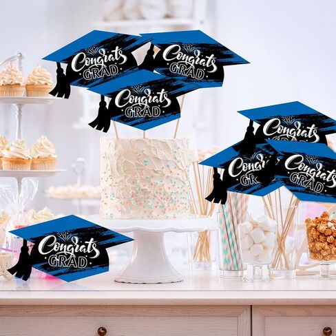Funrous Graduation Cap Cutouts 20 Pcs 2024 Graduation Party Decorations Kit Hat DIY Shaped Large Big Head Cutout with 40 Glue Point Grad Cap Table Centerpiece for School Graduation Party(Black Gold) in Saudi Arabia