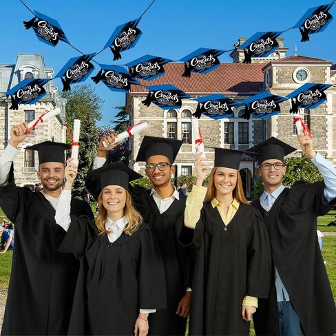 Funrous Graduation Cap Cutouts 20 Pcs 2024 Graduation Party Decorations Kit Hat DIY Shaped Large Big Head Cutout with 40 Glue Point Grad Cap Table Centerpiece for School Graduation Party(Black Gold) in Saudi Arabia