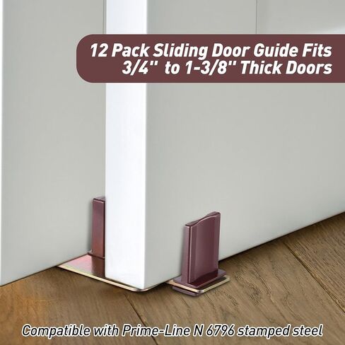 Enhon 6 Pack Sliding Closet Door Floor Guide, Replacement for N 6796 Stamped Steel Door Slider, Fits 3/4'' to 1-3/8'' Thick Doors, Universal Adjustable Width Sliding Door Track Floor Mount Guide in Saudi Arabia