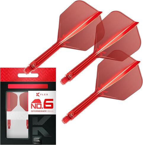 TARGET Darts K Flex Integrated Dart Flight and Shaft, No.6 Black (Medium) | Pack of 3 K-Flex - No 6, Precision Moulded 2-in-1 Dart Flights and Dart Stem | Professional Dart Accessories in Saudi Arabia