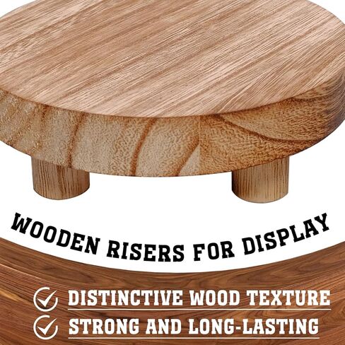 5 Pcs Wooden Risers for Display 5 Sizes Round Mini Riser Holder Wood Pedestal Stand for Display Rustic Riser for Decor Tiered Tray Decor Riser for Kitchen Home (Light Brown) in Saudi Arabia