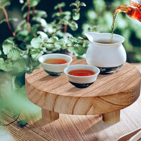 5 Pcs Wooden Risers for Display 5 Sizes Round Mini Riser Holder Wood Pedestal Stand for Display Rustic Riser for Decor Tiered Tray Decor Riser for Kitchen Home (Light Brown) in Saudi Arabia